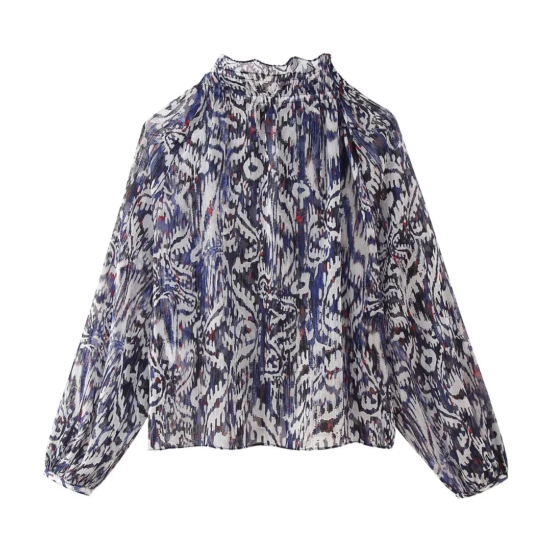 Fashion Color Polyester Printed Shirt,Blouses