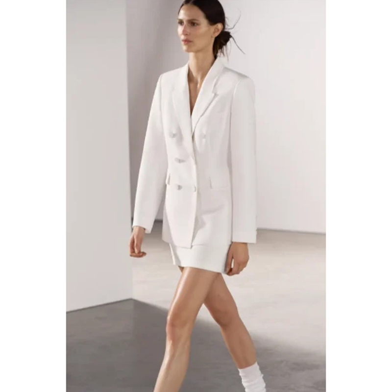 Fashion White Polyester Double Lapel Blazer,Suits