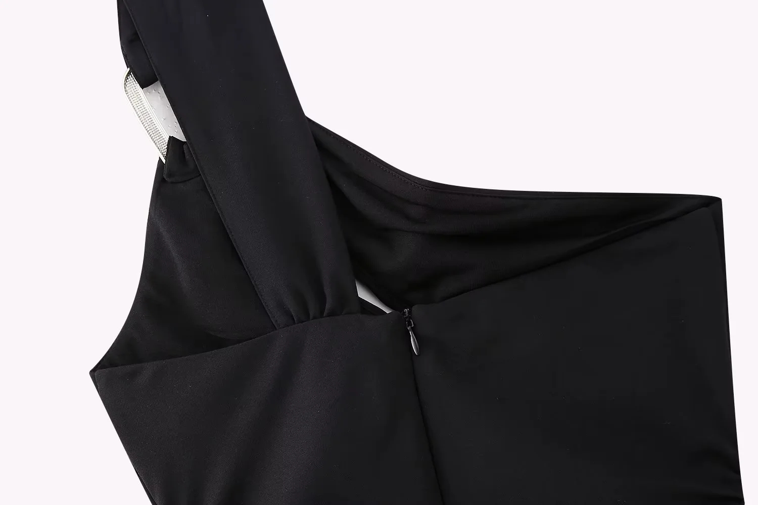 Fashion Black Polyester Pleated One-shoulder Skirt,Mini & Short Dresses