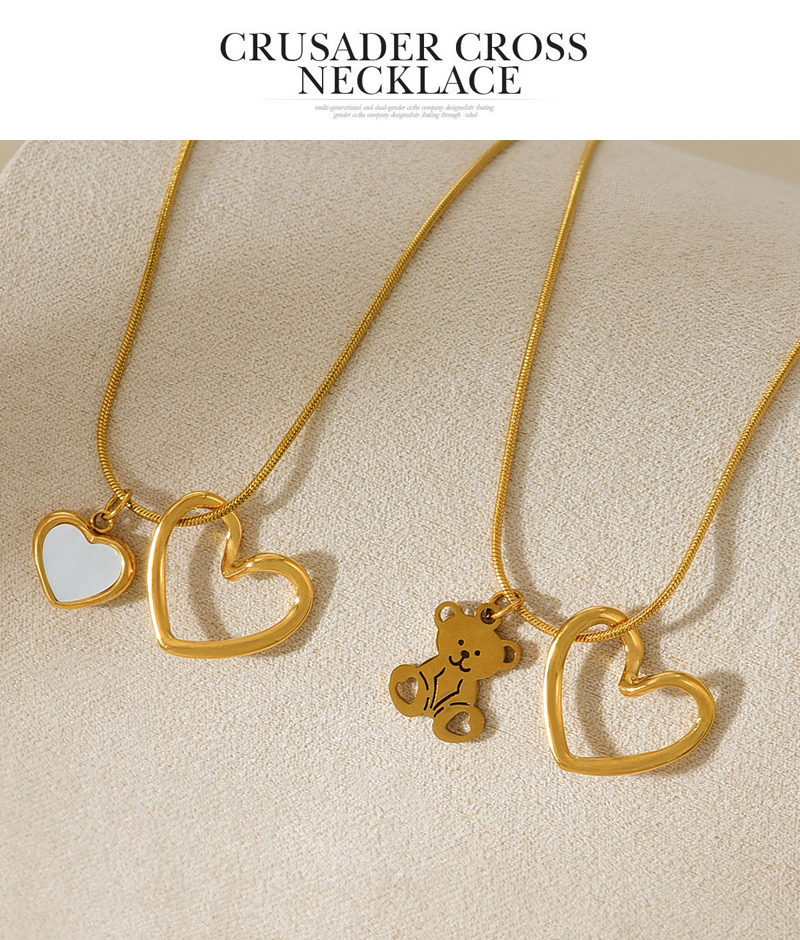 Fashion Golden 2 Titanium Steel Shell Love Pendant Necklace,Necklaces