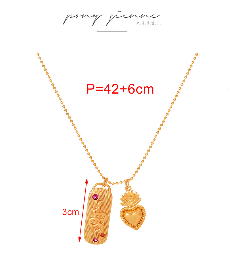 Fashion Gold Copper Inlaid Zircon Heart Snake Pendant Bead Necklace,Necklaces