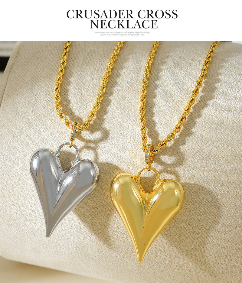 Fashion Silver Copper Inlaid Zircon Love Pendant Twist Necklace,Necklaces