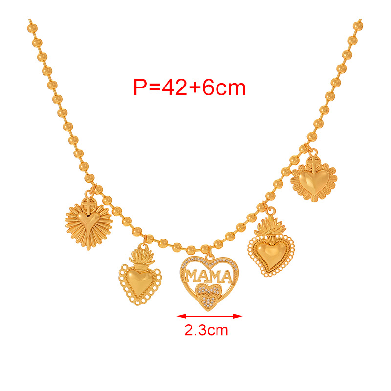 Fashion Gold Copper Inlaid Zircon Letter Mama Irregular Love Pendant Bead Necklace (3mm),Necklaces