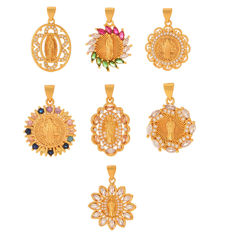 Fashion Golden 7 Copper Inlaid Zircon Irregular Portrait Pendant Accessories,Jewelry Findings & Components
