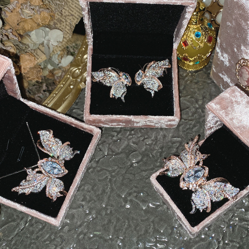 Fashion 2# Gold-plated Copper Butterfly Earrings With Diamonds,Earrings