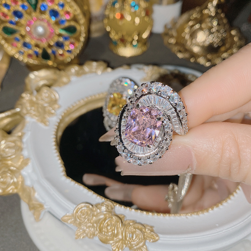 Fashion Golden Copper Diamond Geometric Ring,Rings