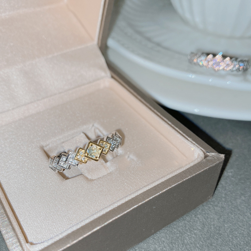 Fashion Golden Diamond Copper Diamond Geometric Ring,Rings