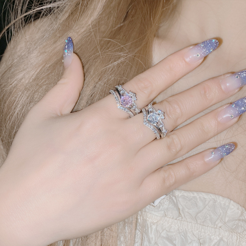 Fashion Fenfen Copper Diamond Geometric Ring,Rings