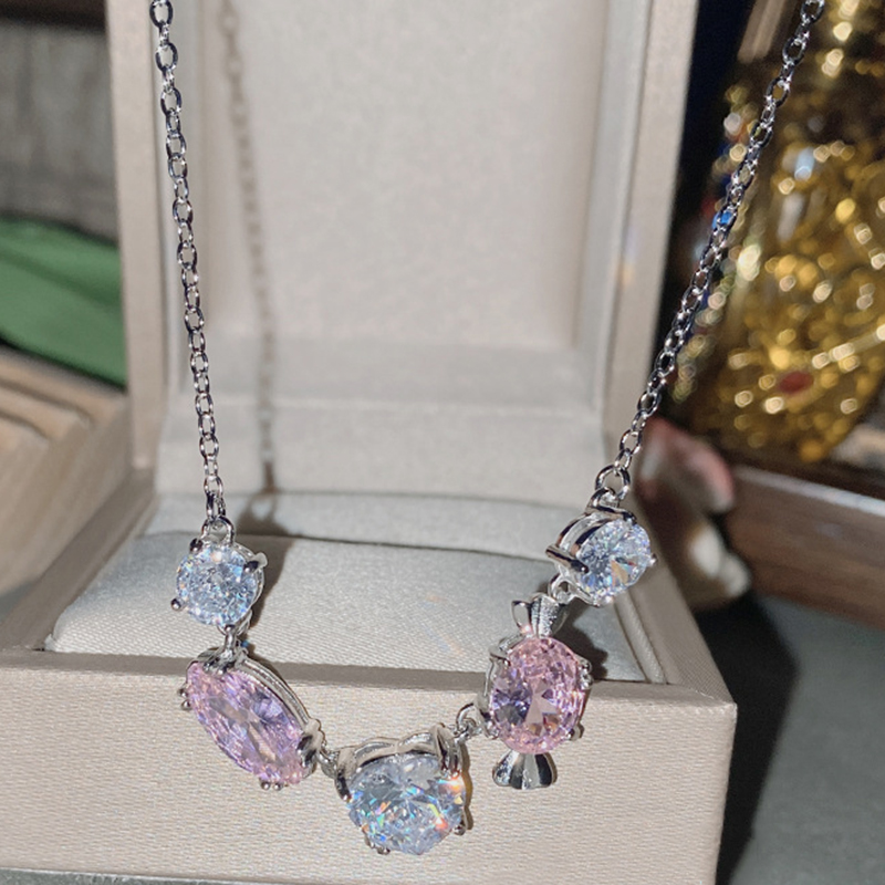 Fashion Necklace Copper Diamond Heart Geometric Necklace,Necklaces