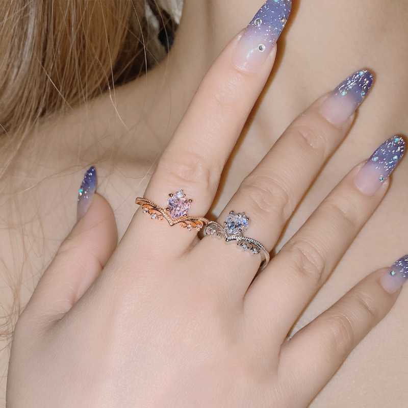Fashion Pink Ring Copper Diamond Geometric Ring,Rings