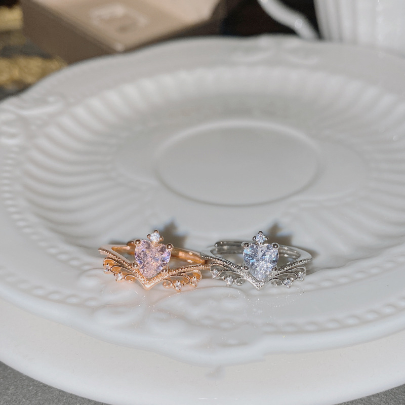 Fashion Pink Ring Copper Diamond Geometric Ring,Rings