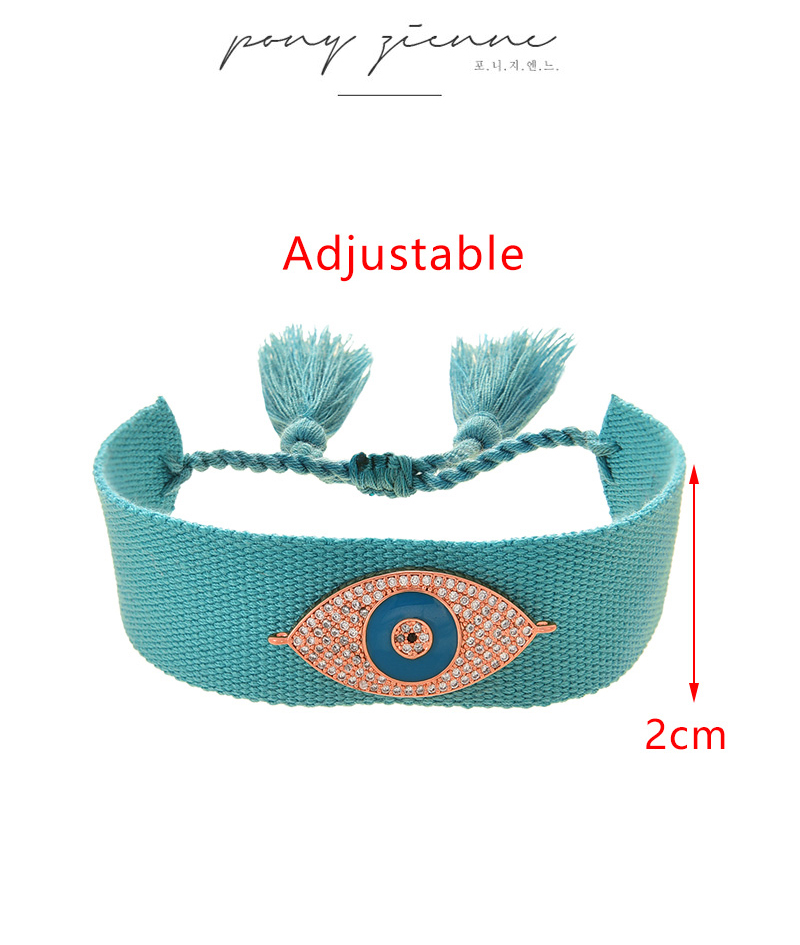 Fashion Rose Color Braided Tassel Bracelet With Copper Inlaid Zircon Eyes,Bracelets