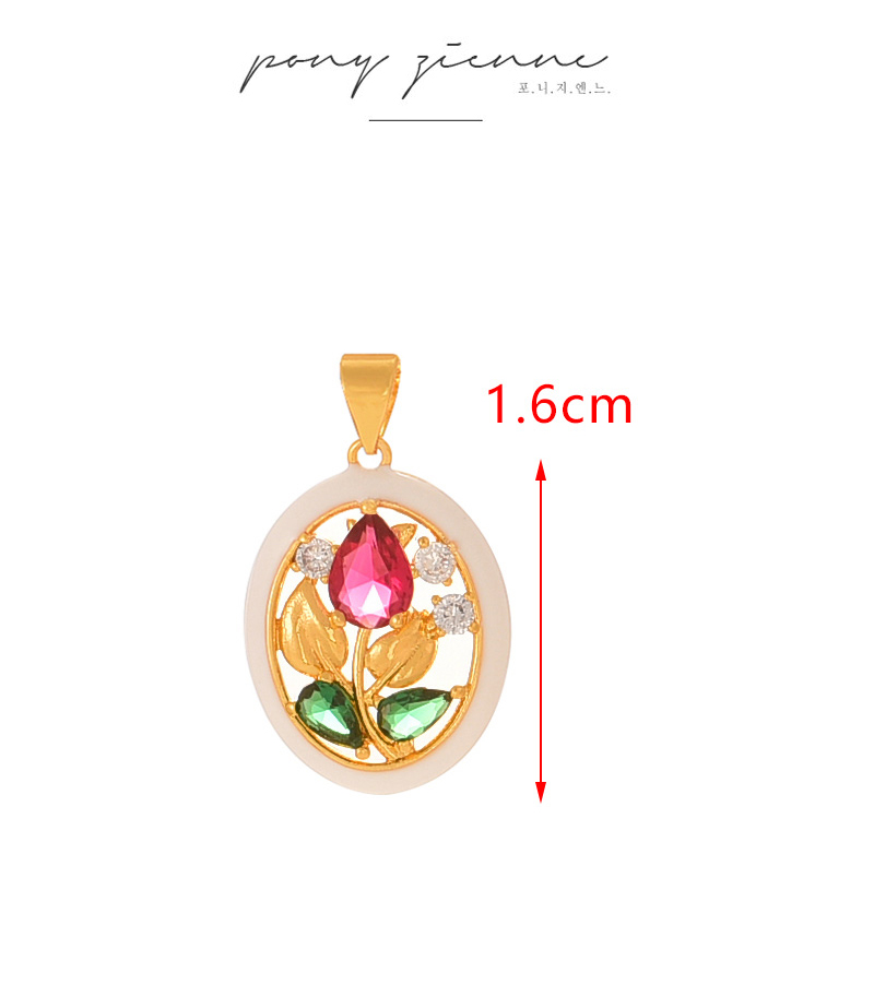 Fashion Black+pink Copper Set Zircon Oil Drop Round Flower Pendant Accessory,Jewelry Findings & Components