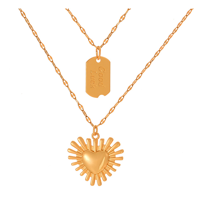 Fashion Golden 1 Titanium Steel Irregular Love Pendant Necklace,Necklaces