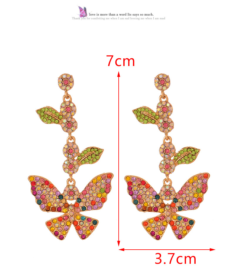 Fashion Color Alloy Diamond Butterfly Earrings,Drop Earrings