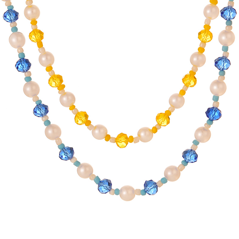 Fashion Yellow Crystal Pearl Beaded Necklace,Pendants