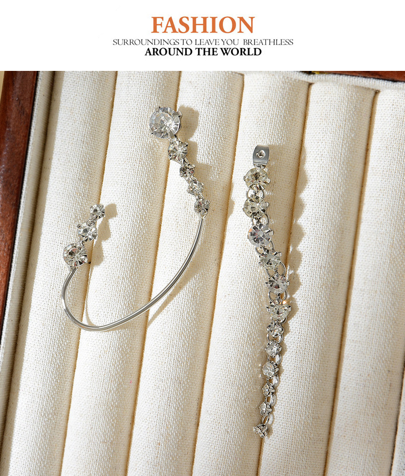 Fashion Silver Alloy Diamond Pendant Chain Earrings,Stud Earrings