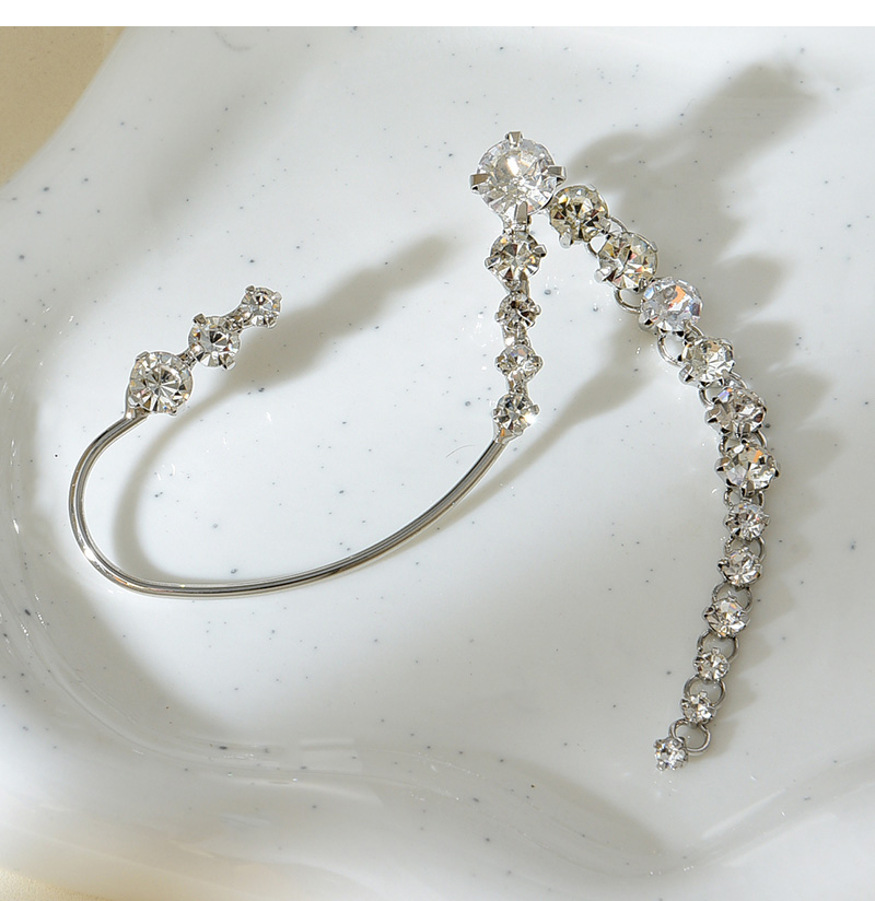 Fashion Silver Alloy Diamond Pendant Chain Earrings,Stud Earrings
