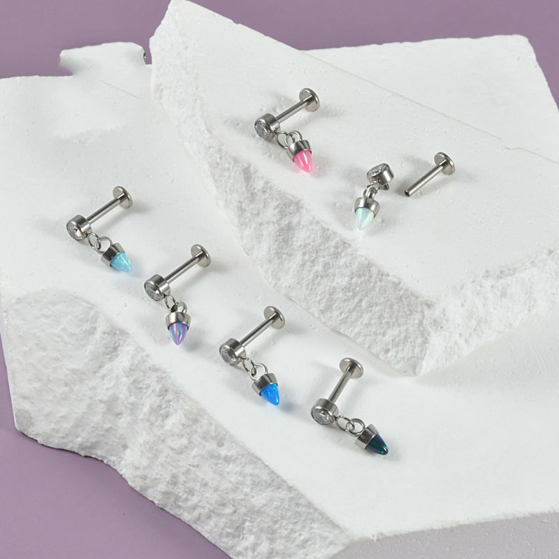 Fashion 3# (minimum Order Of 4) Stainless Steel Diamond-encrusted Geometric Piercing Tapered Lip Nail (minimum Batch Of 4),Lip Rings
