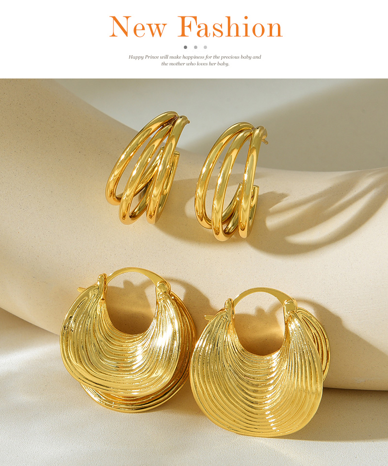 Fashion Golden 1 Copper Multi-layer C-shaped Earrings,Earrings