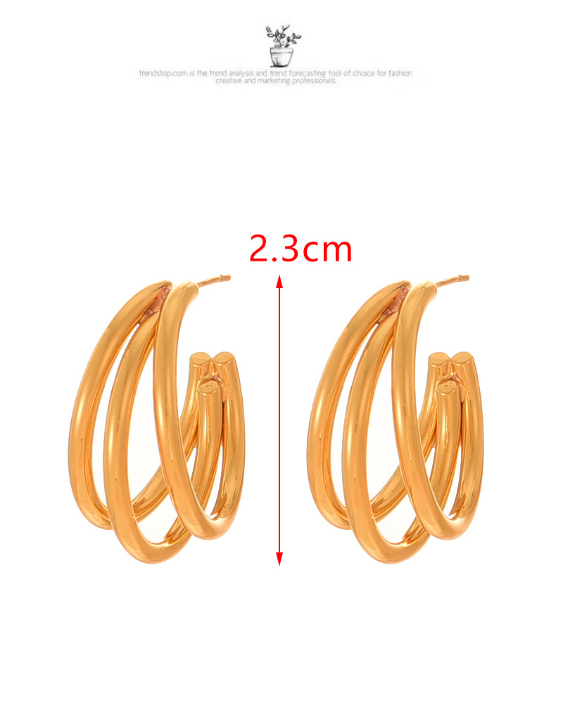 Fashion Golden 1 Copper Multi-layer C-shaped Earrings,Earrings