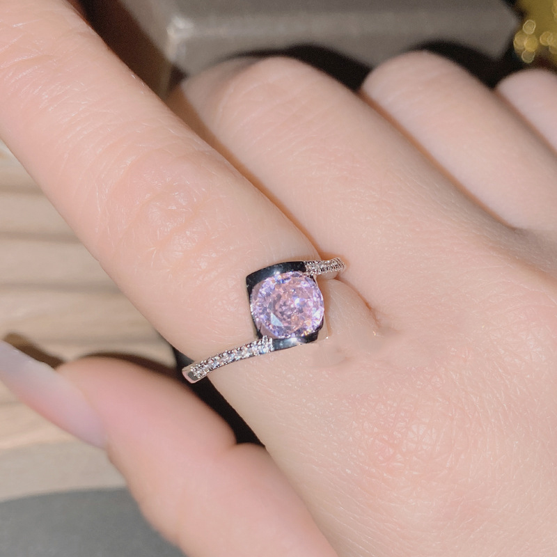 Fashion 2 Carat ? Purple Diamond Copper Diamond Geometric Ring,Rings