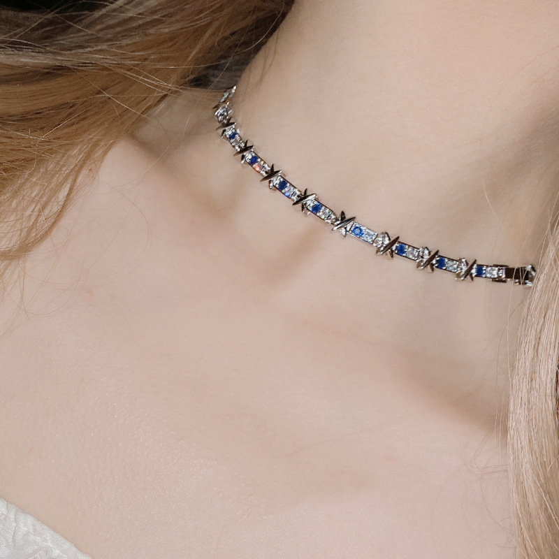 Fashion Diy Necklace ?2 In 1? Blue Copper Diamond Geometric Necklace,Necklaces