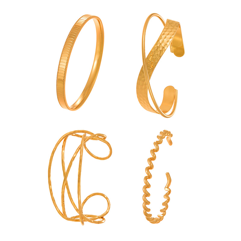 Fashion Gold Copper Inlaid Oval Zirconium Multi-layer Open Bracelet,Bracelets