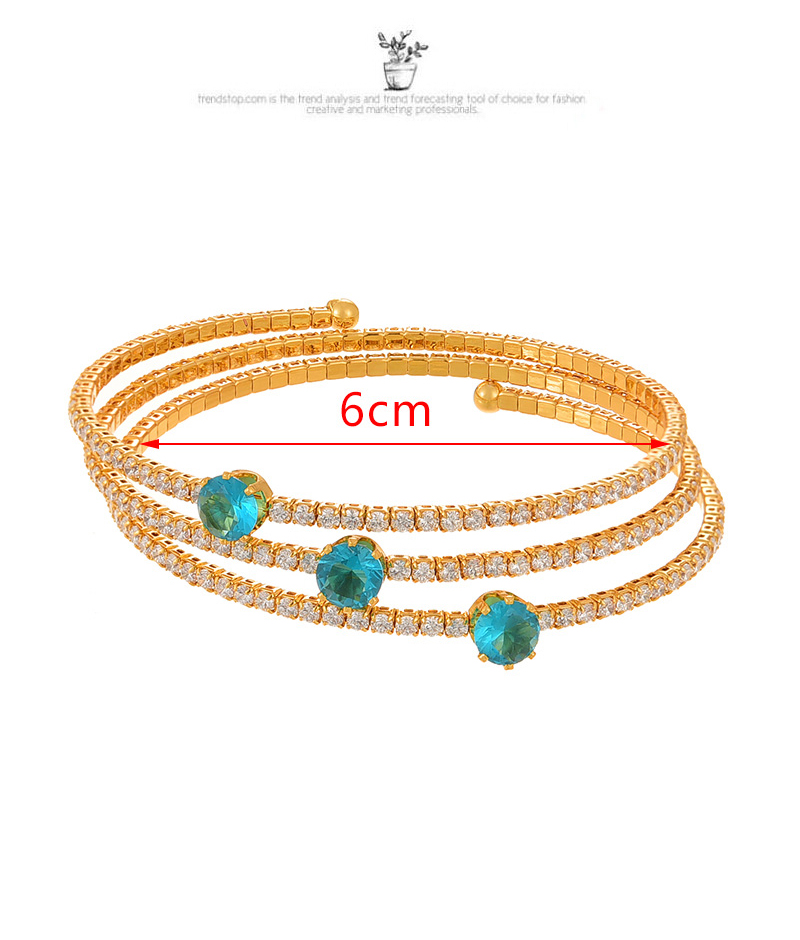 Fashion Sea ??blue Copper And Diamond Geometric Multi-layered Spring Open Bracelet,Bracelets