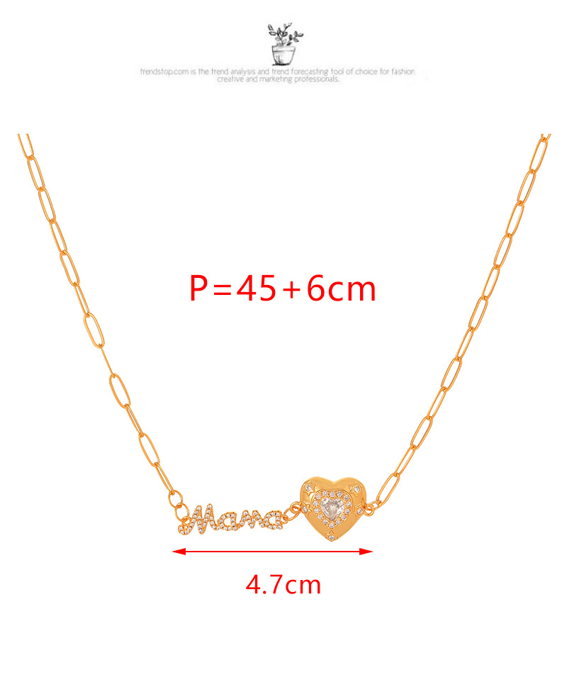 Fashion Mom Copper Inlaid Zirconium Heart Letter Mom Necklace,Necklaces