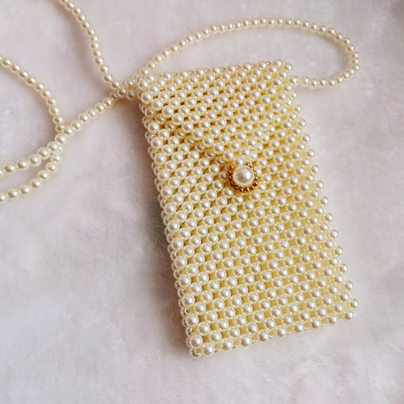 Fashion Pearl Color Acrylic Beaded Woven Crossbody Bag,Shoulder bags