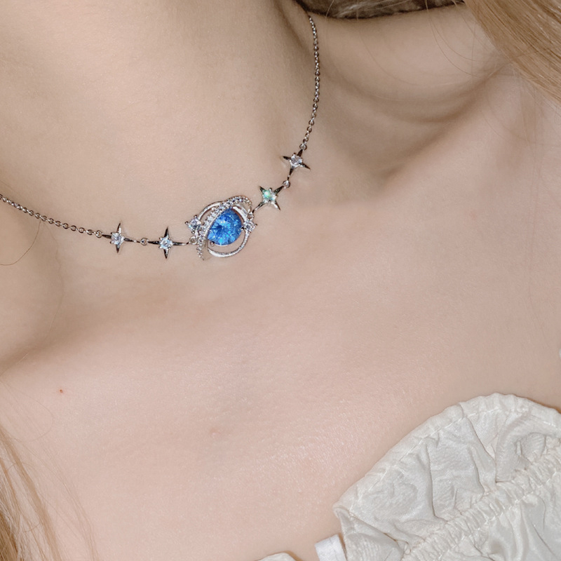 Fashion Aqua Planet Necklace [without Diamonds] Copper And Diamond Planet Necklace,Necklaces