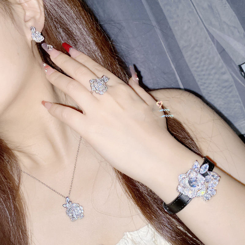 Fashion Bracelet 0121+bracelet 0145 Copper Diamond Flower Bracelet,Bracelets