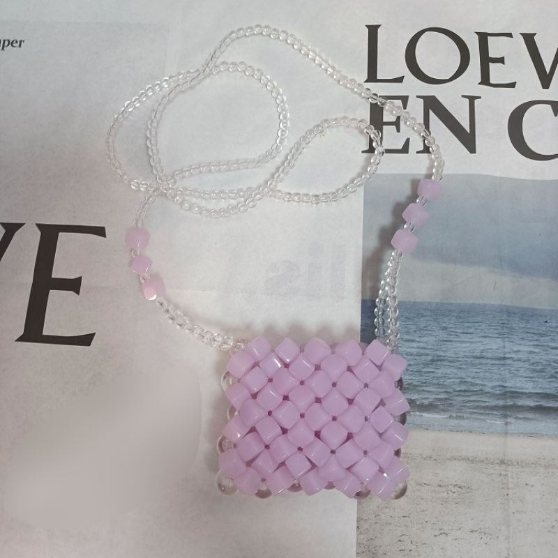 Fashion Candy Color (transparent Edge) Acrylic Sugar Cube Woven Crossbody Bag,Shoulder bags