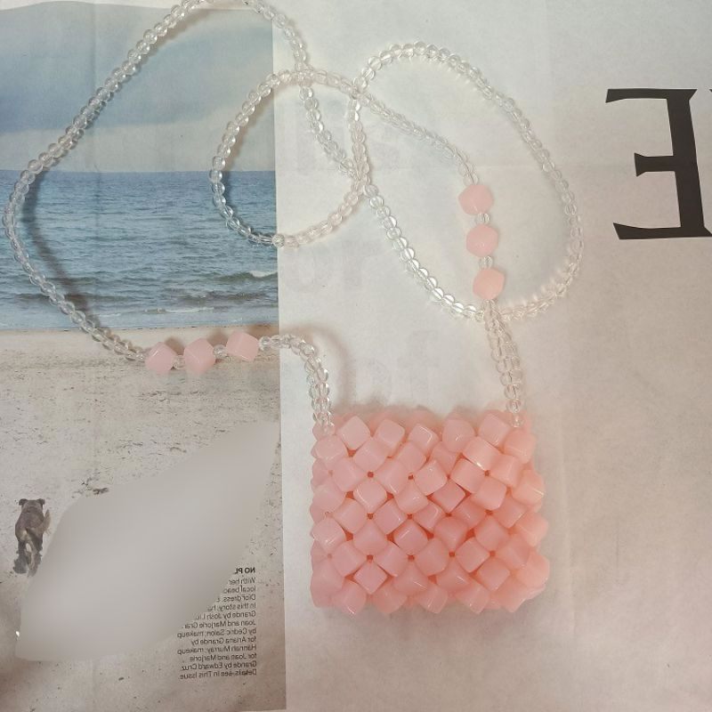 Fashion Candy Vanilla (clear Side) Acrylic Sugar Cube Woven Crossbody Bag,Shoulder bags