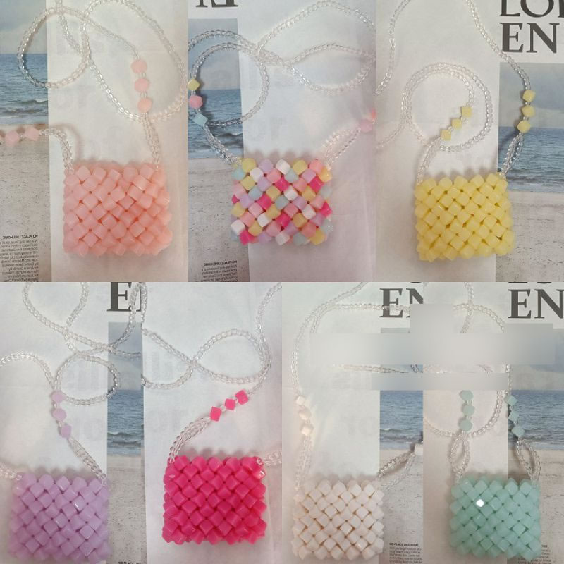 Fashion Candy Peach (original Color) Acrylic Sugar Cube Woven Crossbody Bag,Shoulder bags