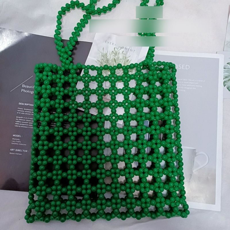 Fashion Green Acrylic Beaded Cutout Shoulder Bag,Messenger bags