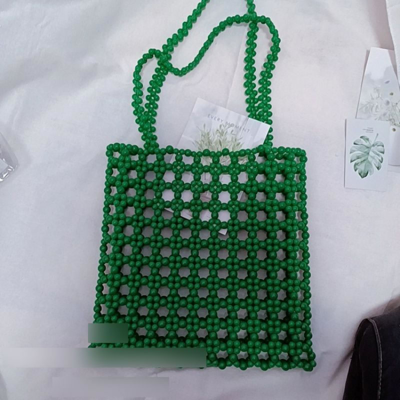 Fashion Green Acrylic Beaded Cutout Shoulder Bag,Messenger bags