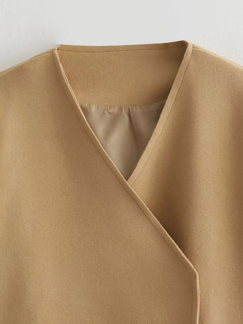 Fashion Khaki Woven Irregular Jacket,Coat-Jacket