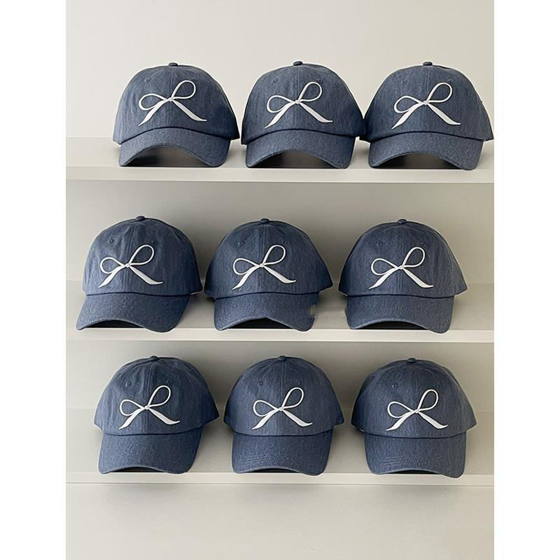 Fashion Mist Blue Bow Embroidered Baseball Cap,Baseball Caps