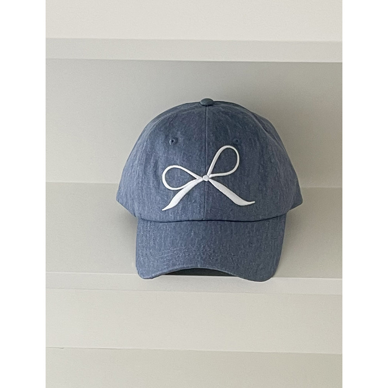 Fashion Mist Blue Bow Embroidered Baseball Cap,Baseball Caps