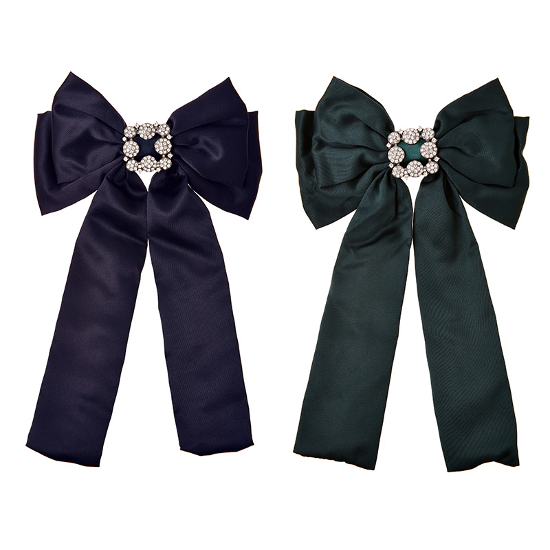 Fashion Navy Blue Fabric Diamond-encrusted Multi-layered Bow Hairpin,Hairpins