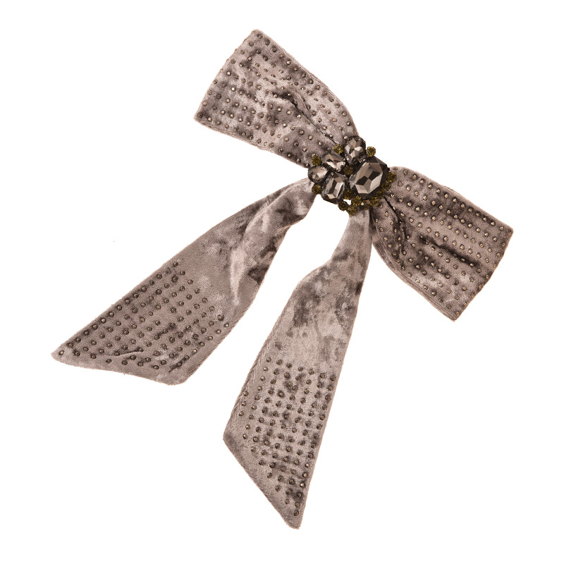 Fashion Grey Fabric Diamond Studded Bow Hairpin,Hairpins