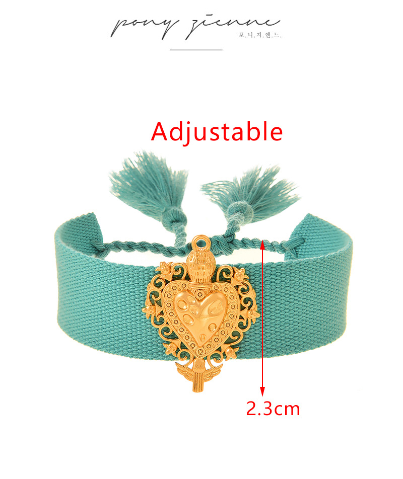 Fashion Blue Metal Love Fabric Ribbon Tassel Bracelet,Fashion Bracelets