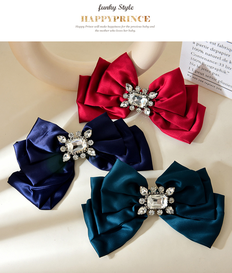 Fashion Navy Blue Fabric Diamond-encrusted Multi-layered Bow Hairpin,Hairpins