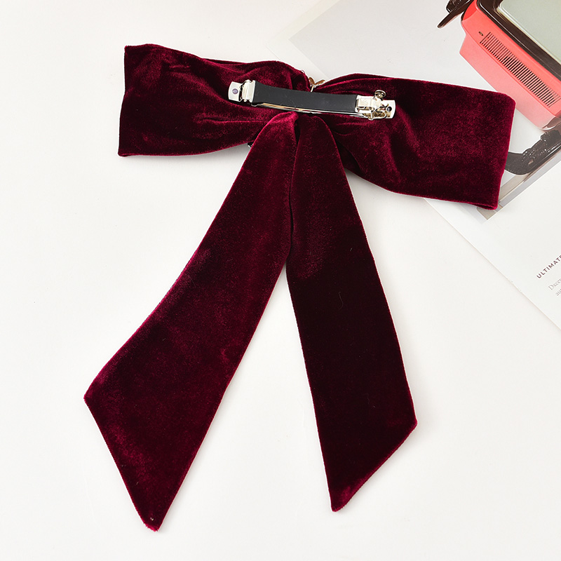 Fashion Red Fabric Diamond Square Button Velvet Bow Hairpin,Hairpins
