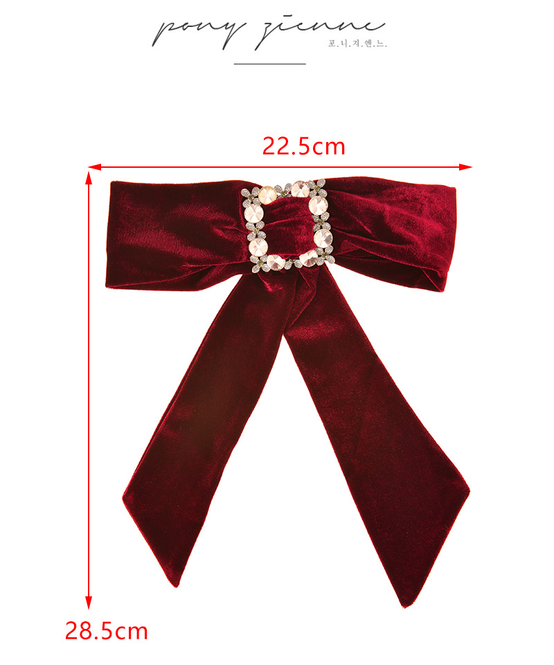 Fashion Red Fabric Diamond Square Button Velvet Bow Hairpin,Hairpins