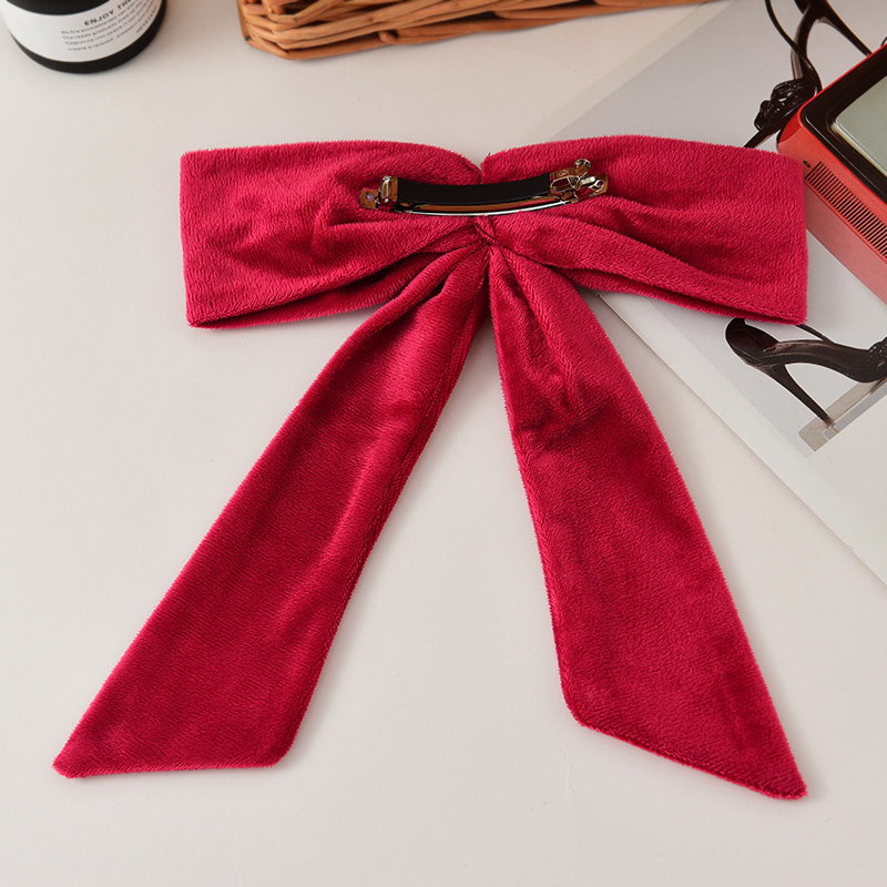 Fashion Red Fabric Plush Diamond Bow Hair Clip,Hairpins
