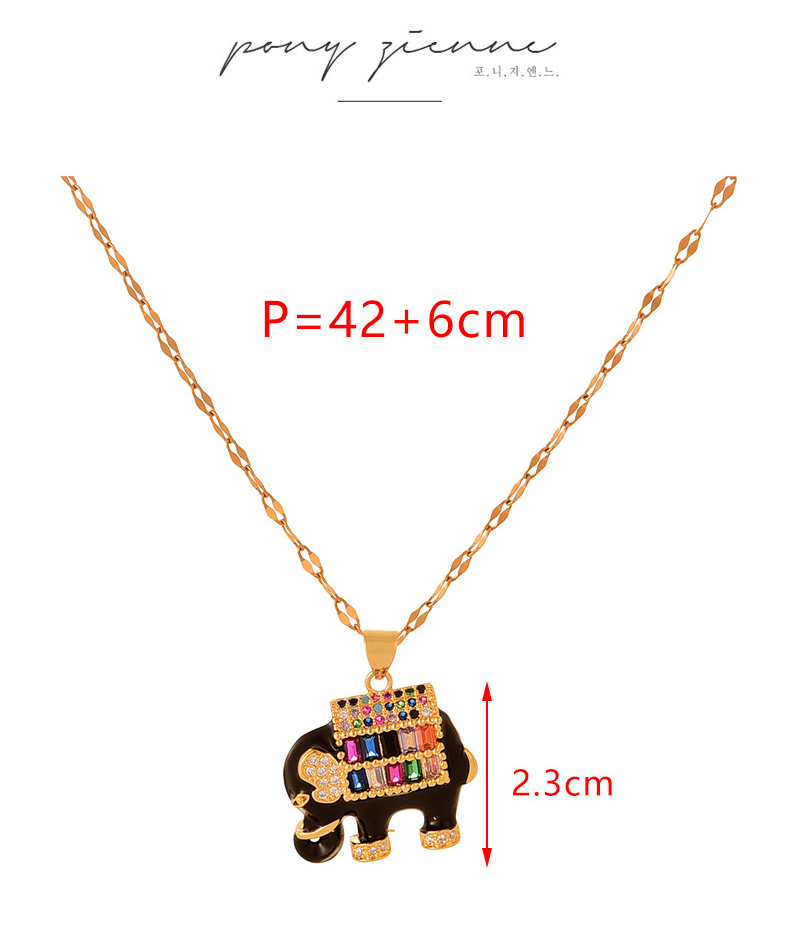 Fashion Golden-6 Titanium Steel Diamond Oil Dripping Magpie Necklace,Necklaces