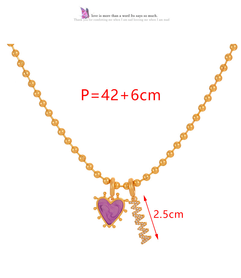 Fashion Rose Red Copper Inlaid Zircon Mama Oil Drop Love Pendant Bead Necklace (3mm),Necklaces